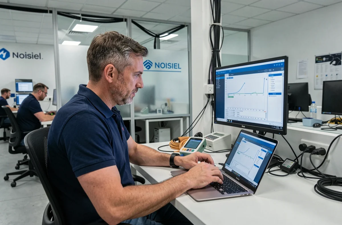 Technicien ESI Tran effectuant un diagnostic informatique dans son centre à Noisiel