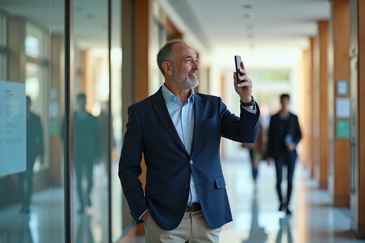 Homme en blazer consultant l