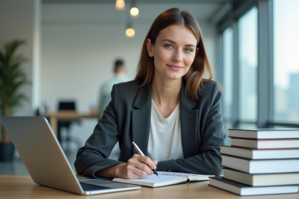 Jeune femme professionnelle en SEO au bureau moderne