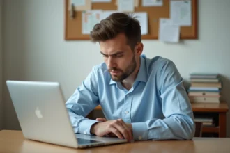 Jeune homme étudiant concentré à son bureau universitaire
