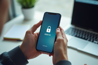 Mains tenant un smartphone avec code d'authentification deux facteurs